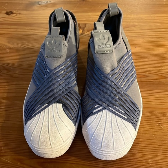 Adidas shell toe Superstar Slip on sz 9 Grey Blue 2018 - Picture 1 of 11